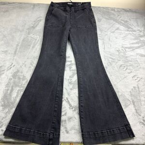 Judy Blue Jeans Womens Size 7/28 Hi Rise Pull On Flare Black Denim Stretch 32"